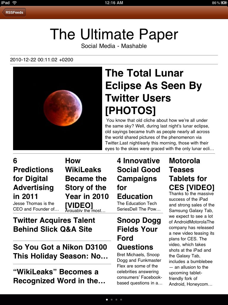 Newspaper view for mashable.com